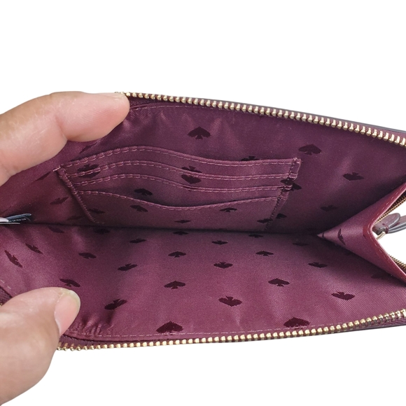 KATE SPADE NY Pink & Plum Saffiano Leather Zip Wristlet Wallet